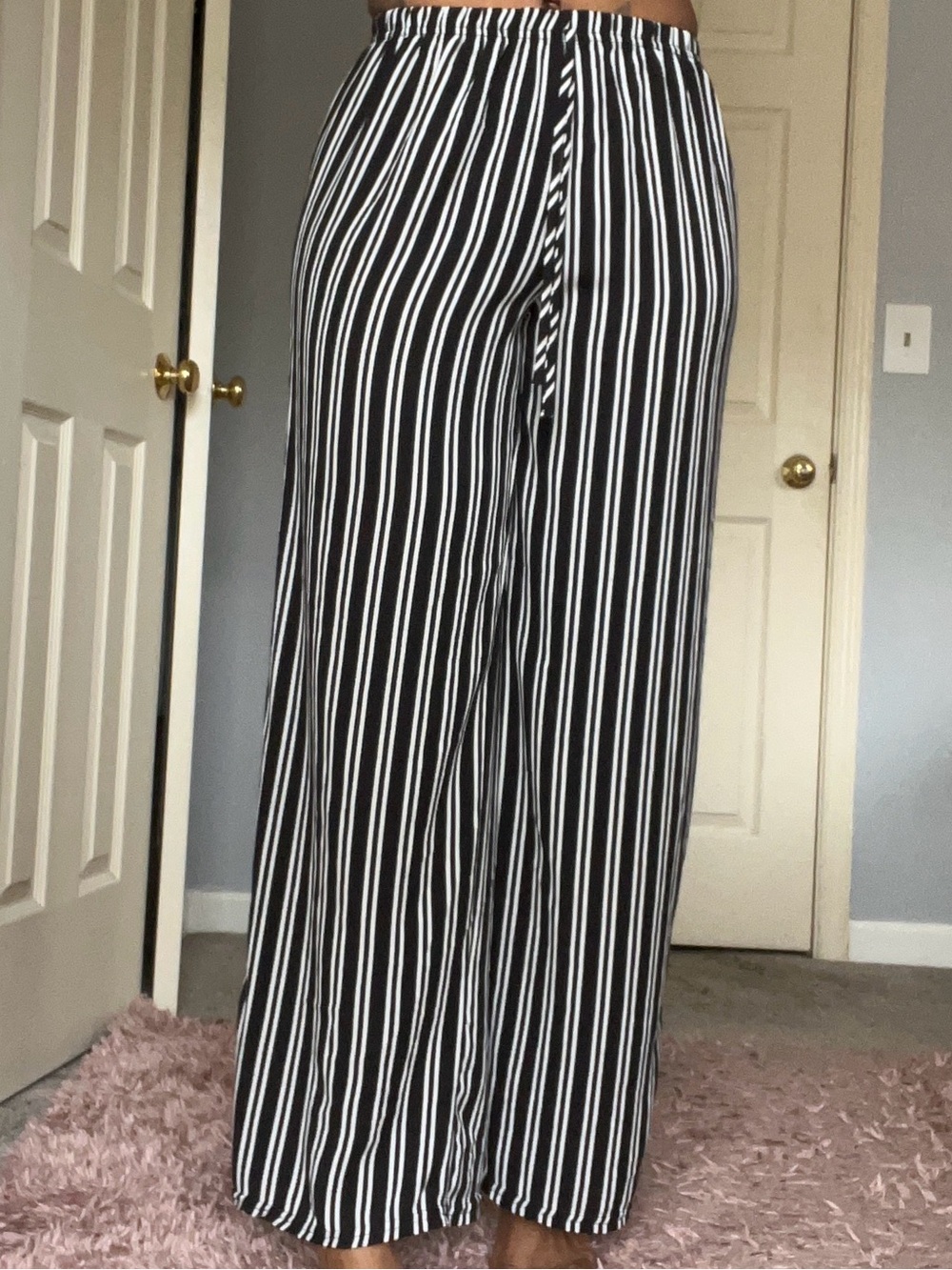 Black and White Vertical Stripe Maxi Skirt
